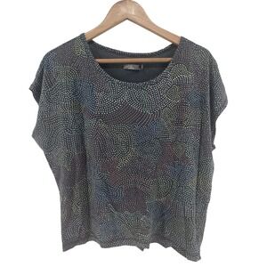 PrAna‎ Shady Springs Top Medium Organic Pima Cotton Dot Print Cropped Boxy